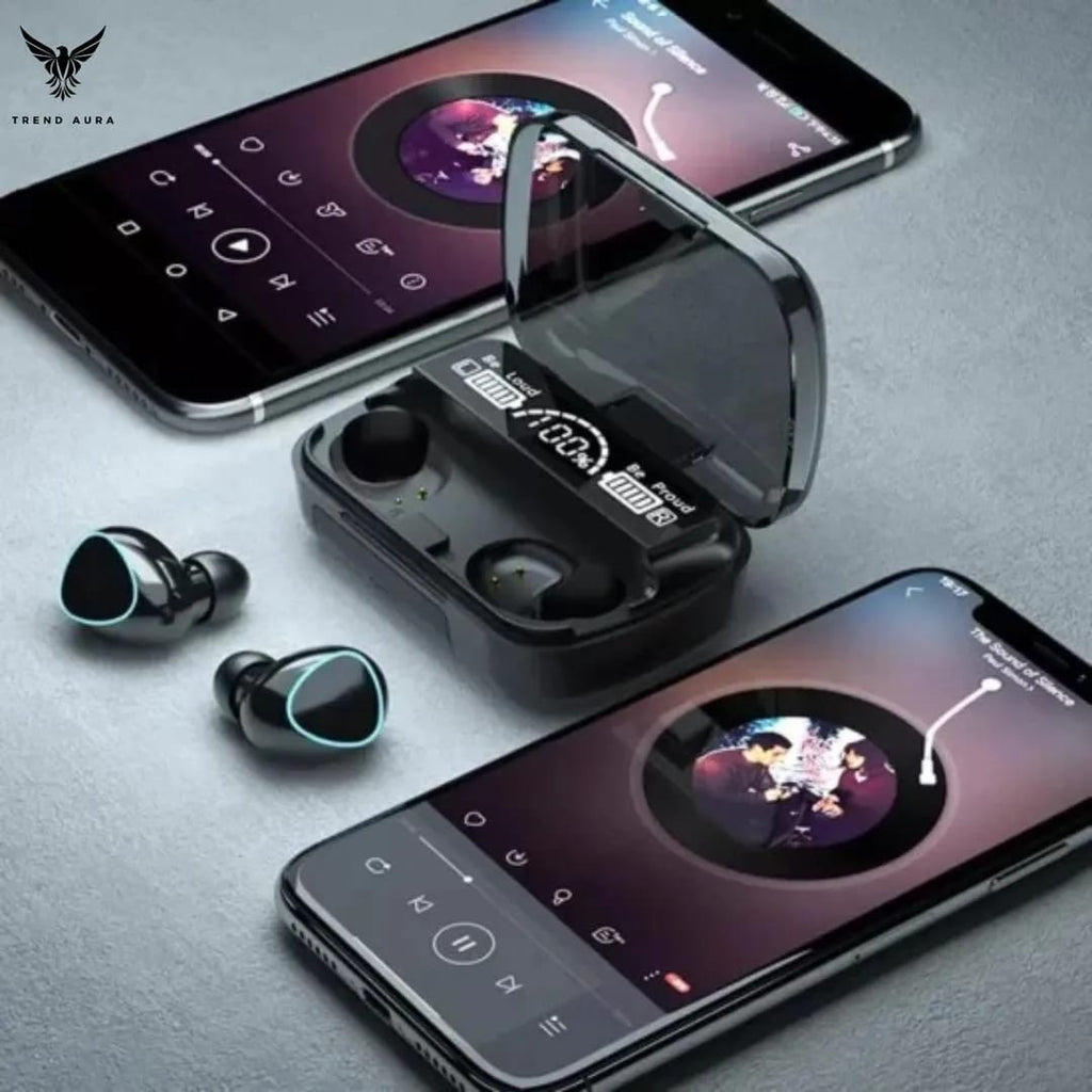 Black M10 Wireless Earburds with Fast Charge & ANC
