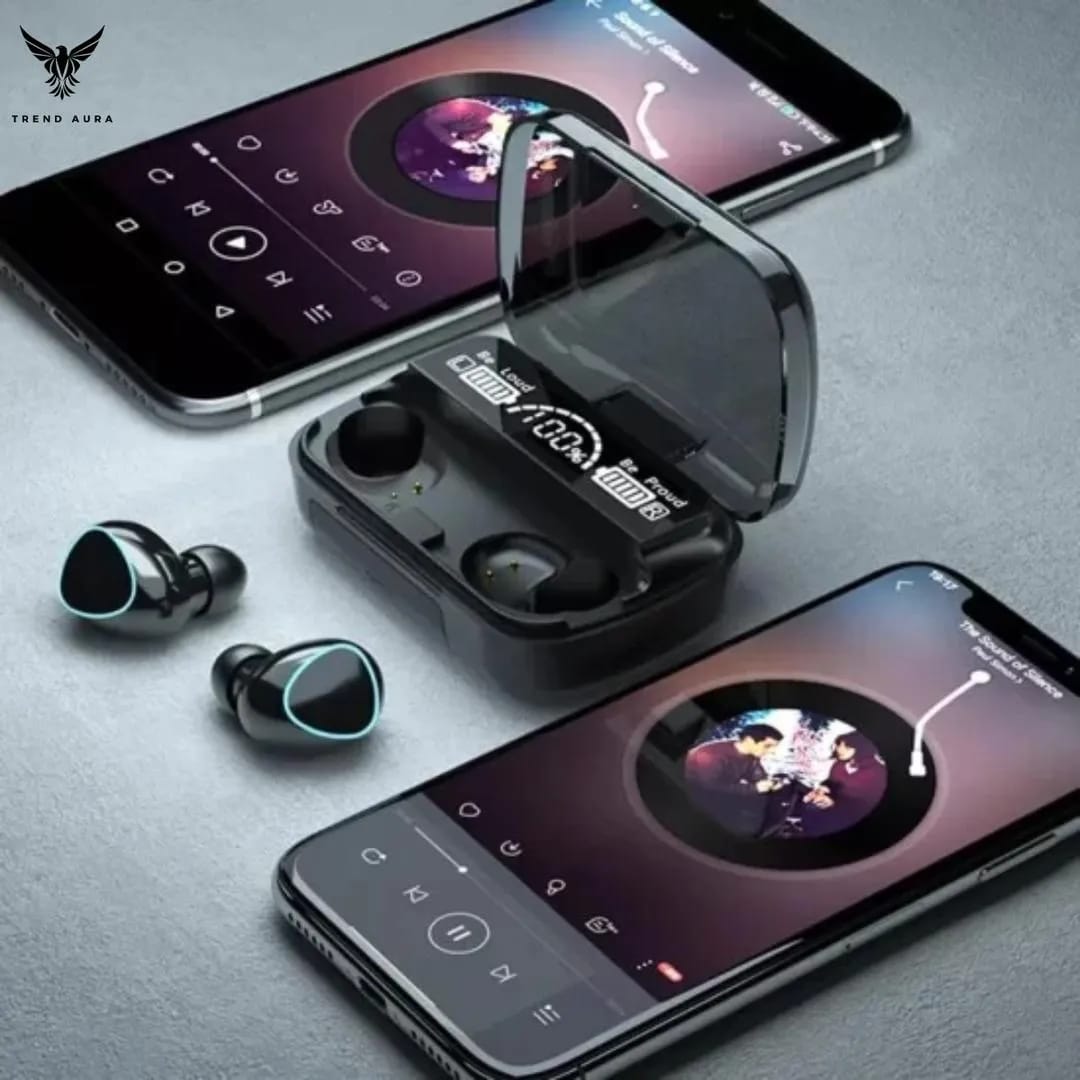 Black M10 Wireless Earburds with Fast Charge & ANC