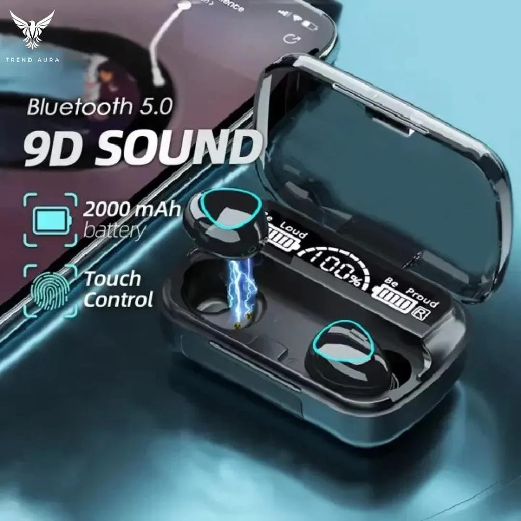 Black M10 Wireless Earburds with Fast Charge & ANC